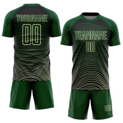 Lines Uniform Cream-Black Green Gradient Custom Geometric Jersey Sublimation Soccer