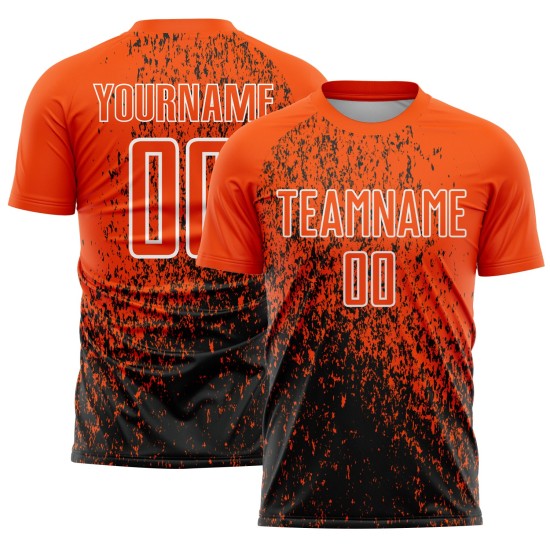 Art Jersey Sublimation Orange Soccer Uniform Fragment Abstract Custom Black-White Art Jersey Sublimation Orange Soccer Uniform Fragment Abstract Custom Black-White