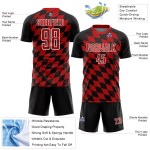 Black Print Soccer Custom Rhombus Sublimation Red-White Uniform Jersey